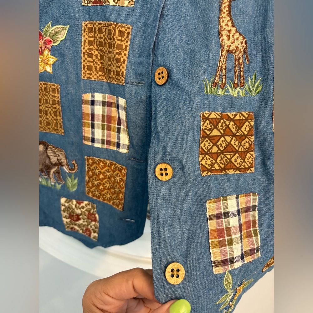 Vintage Casey & Max plaid patchwork embroidered sz small vest - Picture 4 of 9